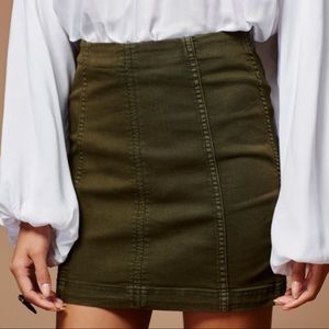 Free People Modern Femme Denim Mini Skirt - Olive